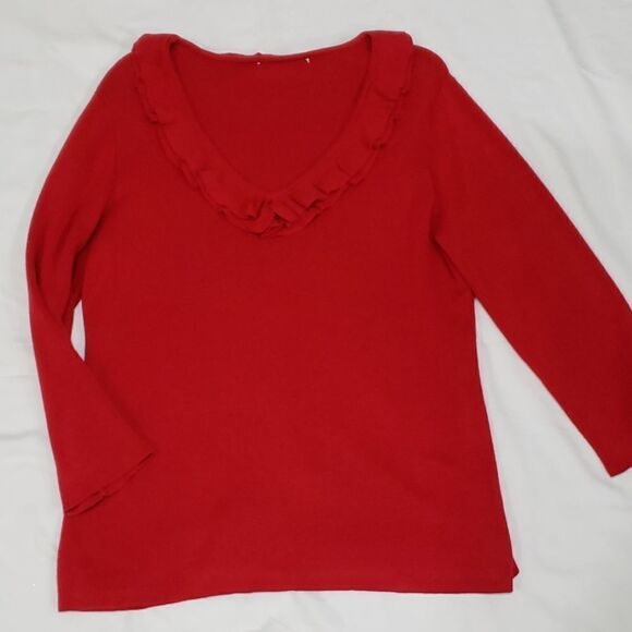 Red ruffle v neck sweater - Picture 1 of 2